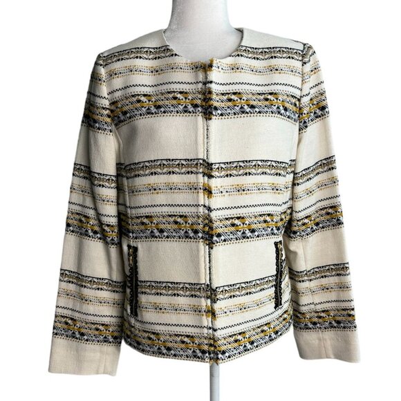 Tahari ASL Blazer Jacket Southwestern Aztec Tribal Open Front Women's Size 14 - Picture 1 of 8